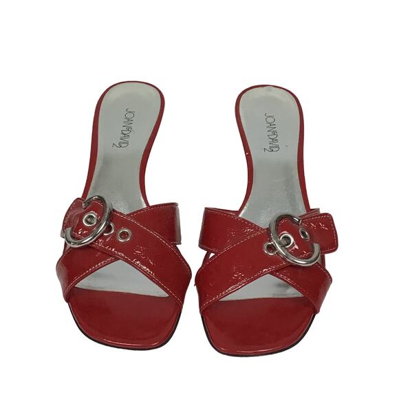 NEW Joan & David Red Patent Leather Mule Slip On Sandals sz 8 1/2 8.5 - Picture 11 of 15